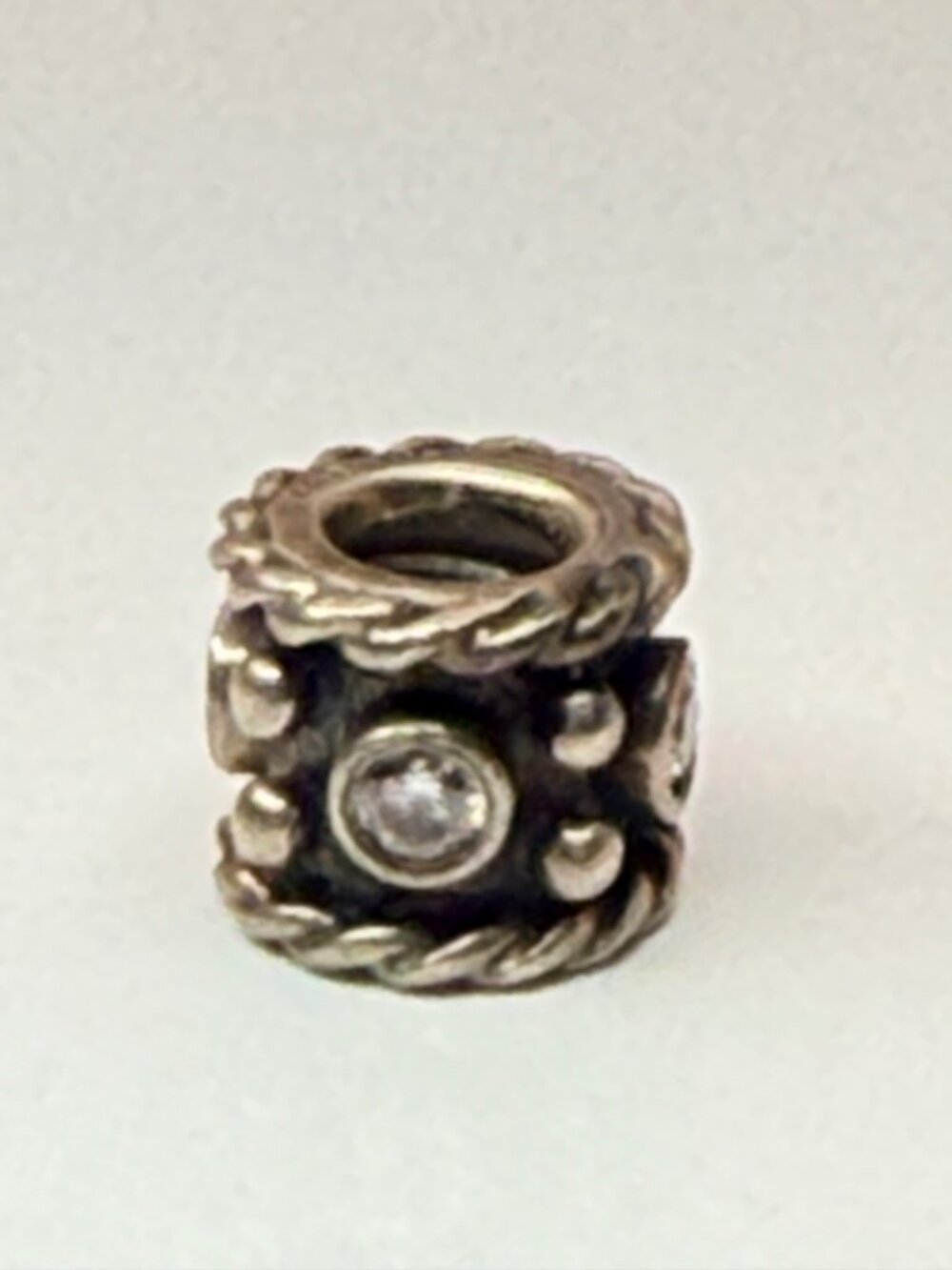 Retired Pandora Oxy Crown Clear CZ Charm 790221CZ Sterling Silver